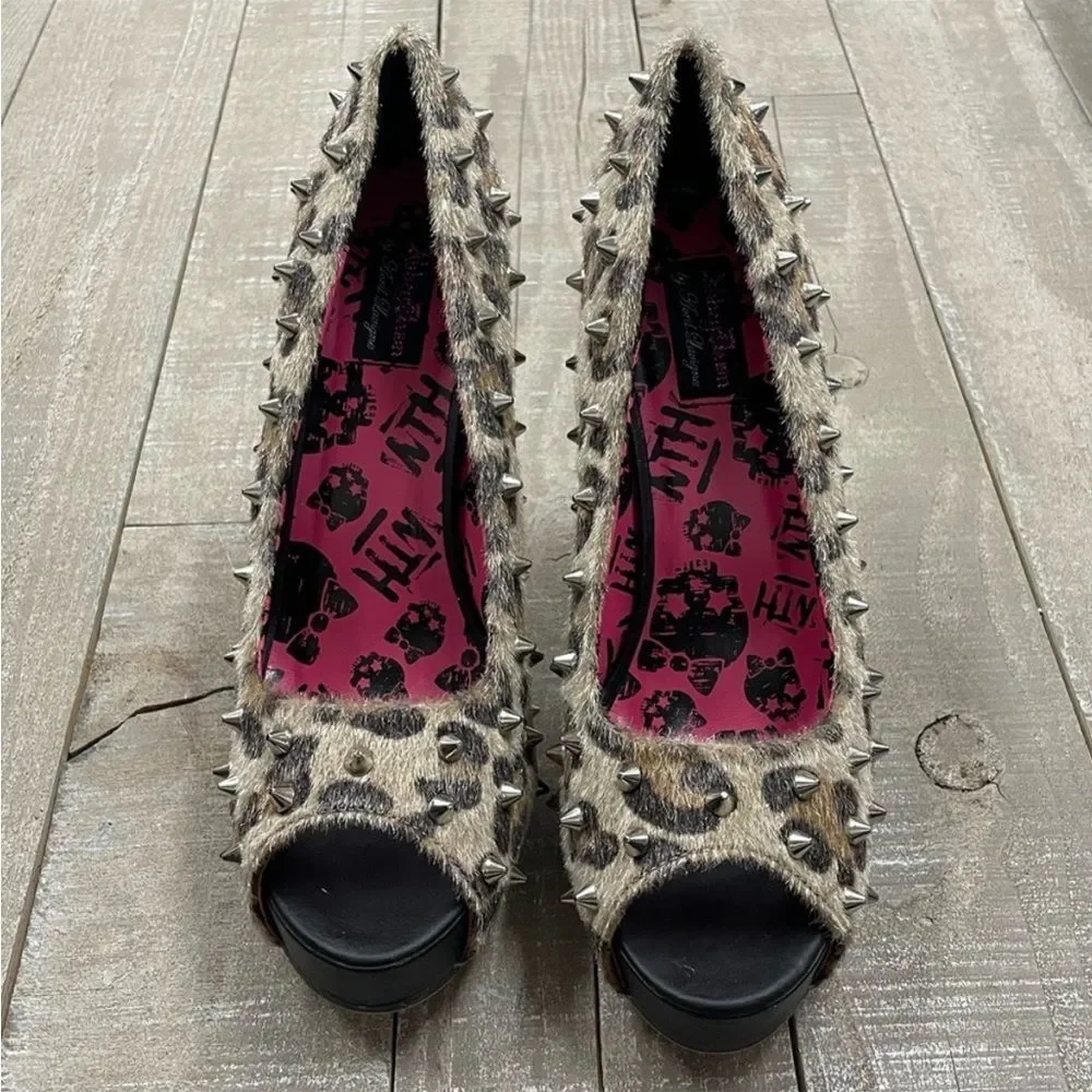 Abbey Dawn Leopard Peep Toe Platform Heels In Leopard.